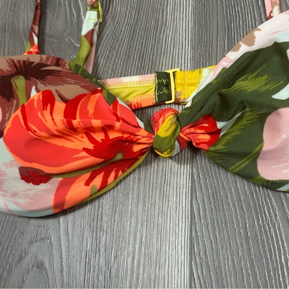Aerie Tropical Print Knot Front Bikini Top Women’s Size L Removable Straps - Picture 2 of 4